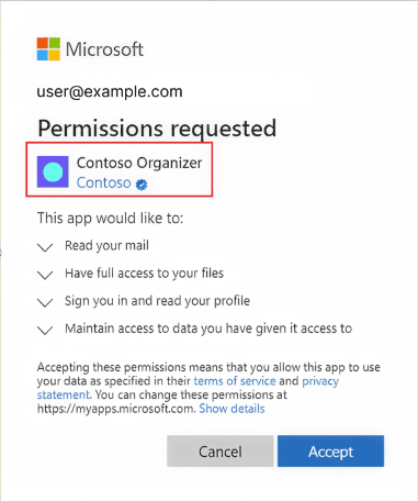 Consent Screen for an app that has achieved Verified Publisher status.
